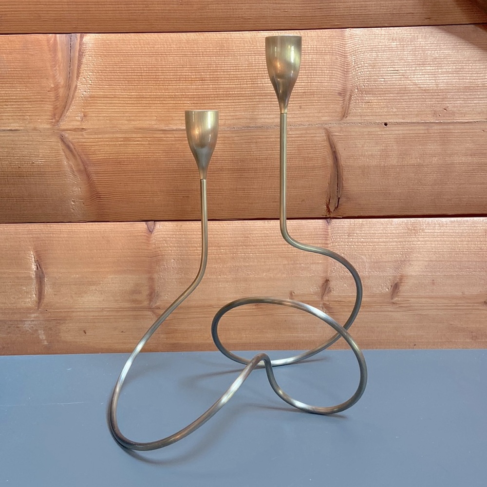 Black + Blum Loop Maison Brushed Gold Candelabra / Candlestick Holder